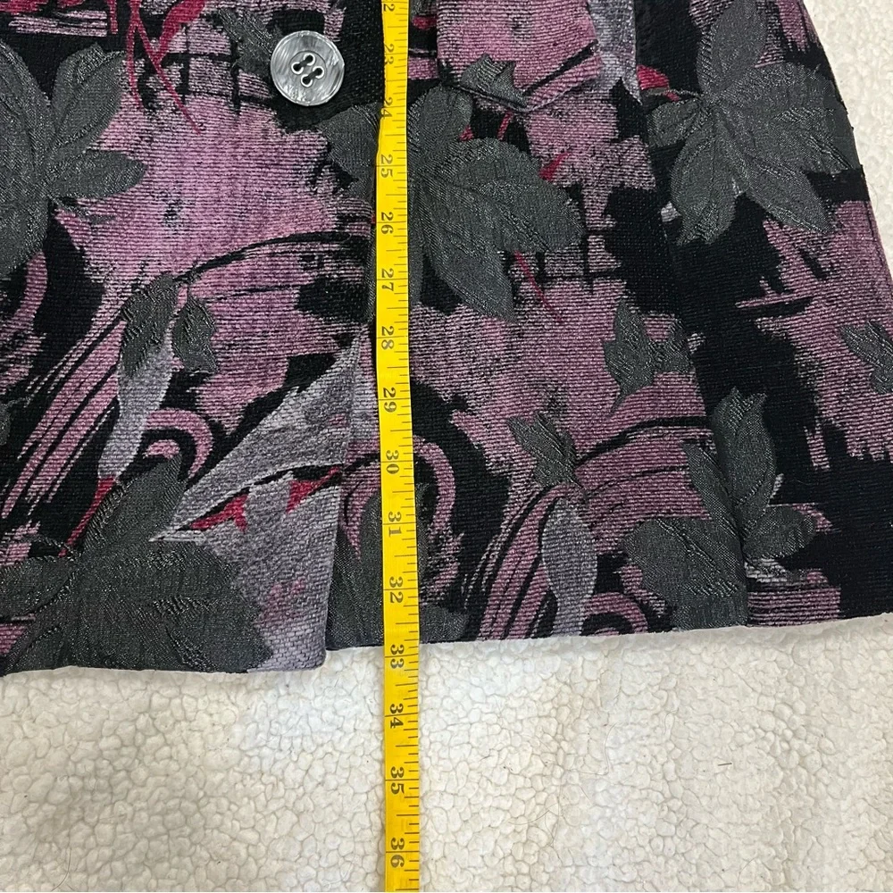 Ali Miles Floral Brocade Art  Belted Jacket, Womens S/P, Purple & Black - Picture 12 of 13